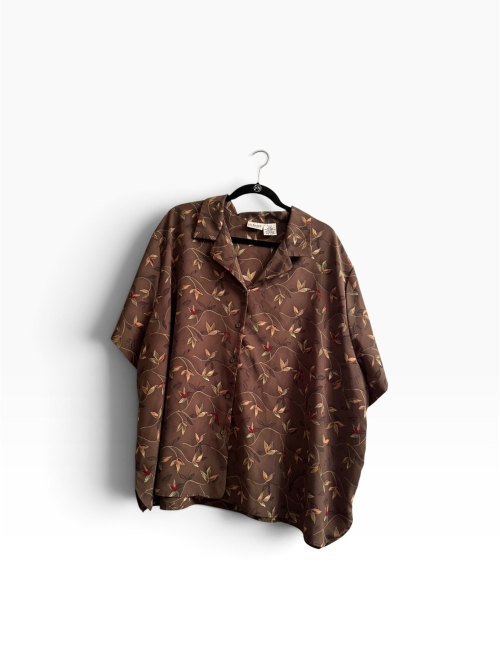 Liz Baker Essentials Brown Floral Print Blouse 34W